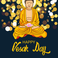 Vector illustration of a background or poster for celebrate Happy Vesak day or Buddha Purnima.