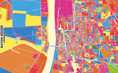 Baton Rouge, Louisiana, U.S.A., colorful vector map