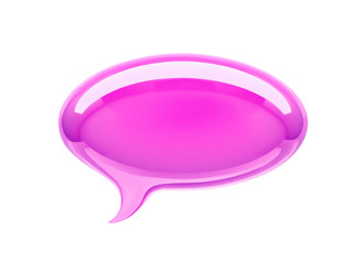Glossy purple speech bubble isolated on white