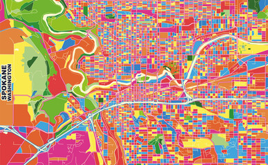 Spokane, Washington, U.S.A., colorful vector map