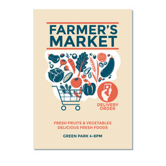 Farmer's Market Vector Illustration of Farmer's Tractor for Poster Flyer Invitation