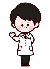 Doctor wearing laboratory coat / man / ok