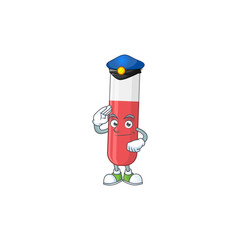 A dedicated Police officer of red test tube mascot design style