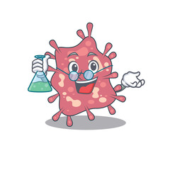 Haemophilus ducreyi smart Professor Cartoon design style working with glass tube