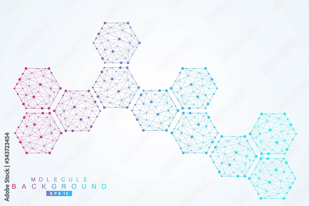 Poster hexagonal abstract background. big data visualization. global network connection.