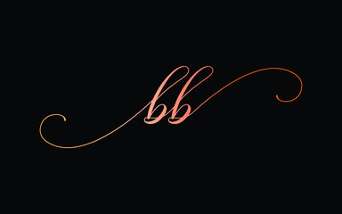 bb or b Lowercase Cursive Letter Initial Logo Design, Vector Template
