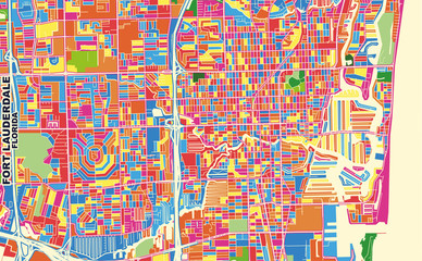 Fort Lauderdale, Florida, USA, colorful vector map