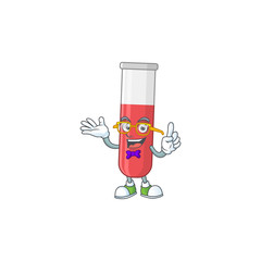 Cartoon character design of Geek red test tube wearing weird glasses