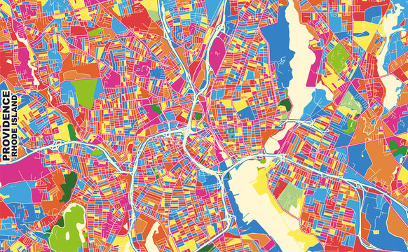 Providence, Rhode Island, USA, Colorful Vector Map