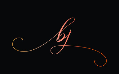 bj or b, j Lowercase Cursive Letter Initial Logo Design, Vector Template