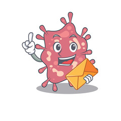Happy haemophilus ducreyi mascot design concept with brown envelope