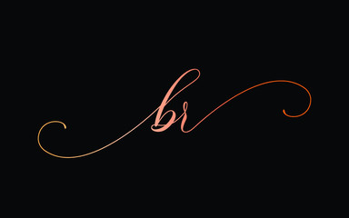 br or b, r Lowercase Cursive Letter Initial Logo Design, Vector Template - obrazy, fototapety, plakaty