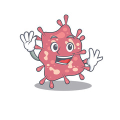 A charismatic haemophilus ducreyi mascot design style smiling and waving hand