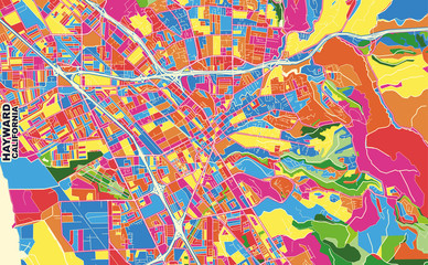 Fototapeta na wymiar Hayward, California, USA, colorful vector map