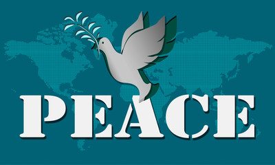 World peace with dove and olive branch