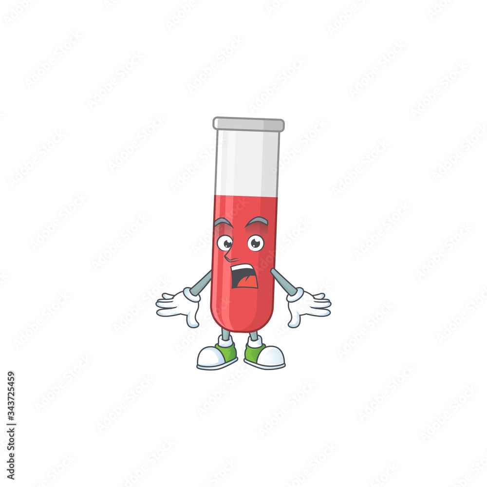 Canvas Prints a cartoon design of red test tube showing an amazed gesture