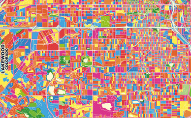 Lakewood, Colorado, USA, colorful vector map