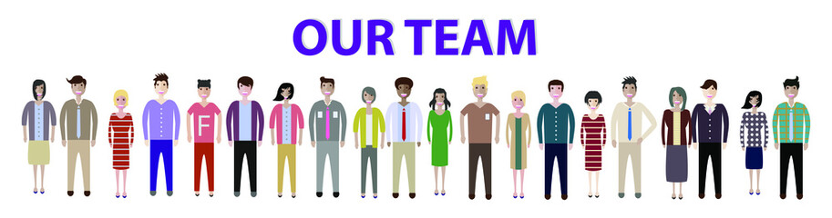 Group of Business people. Set of working man and women. Different nationalities characters isolated on white background. Flat style vector illustration. 