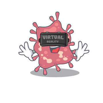 Cartoon design style of haemophilus ducreyi with modern Virtual Reality headset