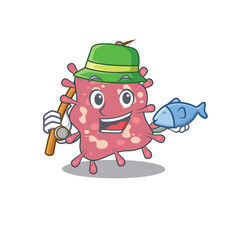 Cartoon design concept of haemophilus ducreyi while fishing