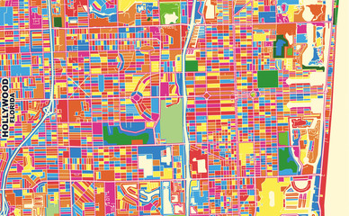 Hollywood, Florida, USA, colorful vector map