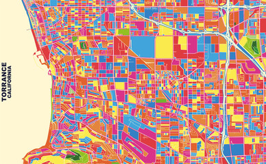 Torrance, California, USA, colorful vector map