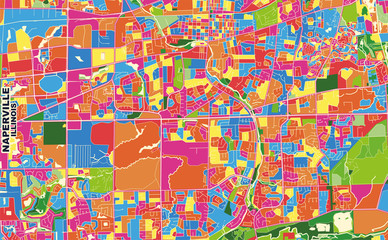 Fototapeta na wymiar Naperville, Illinois, USA, colorful vector map