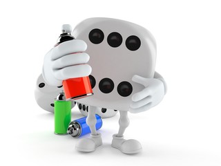 Dice character with spray cans