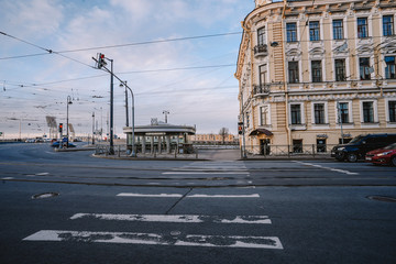 Metro station in Saint Petersburg, beautiful street, bridge