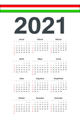 Hungarian 2021 year vector calendar