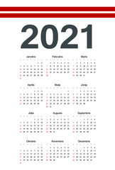Latvian 2021 year vector calendar