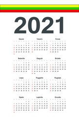 Lithuanian 2021 year vector calendar