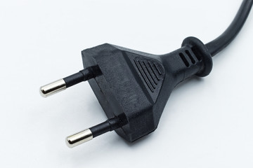 European power cable plug isolated on white background 