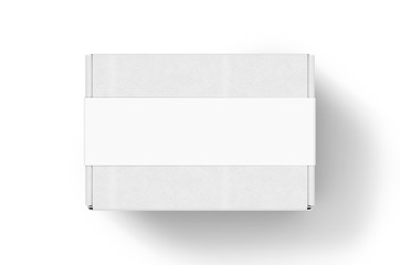 Blank Tuck In Flap Packaging Paper Box For Branding With paper label sleeve, 3d render illustration.