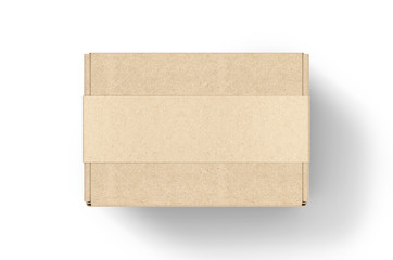 Blank Tuck In Flap Packaging Paper Box For Branding With paper label sleeve, 3d render illustration.
