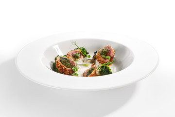 Tuna in crispy breading close up