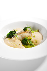 Sea cod fillet close up
