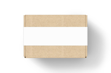 Blank Tuck In Flap Packaging Paper Box For Branding With paper label sleeve, 3d render illustration.