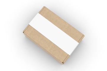 Blank Tuck In Flap Packaging Paper Box For Branding With paper label sleeve, 3d render illustration.
