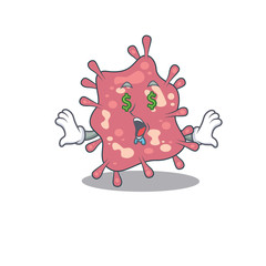 Rich cartoon character design of haemophilus ducreyi with money eyes