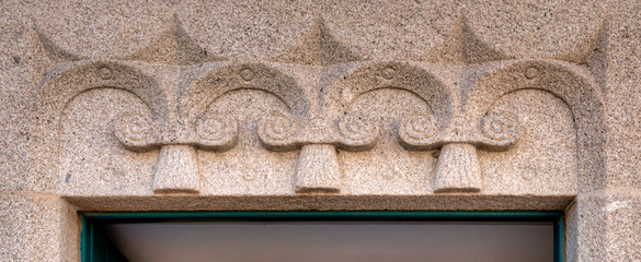 Linteau de fenêtre sur le palais épiscopal de Castelo Branco, Portugal