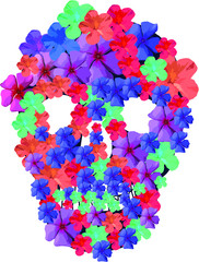 tattoo tribal skull and flower tshirt print embroidery graphic design vector art