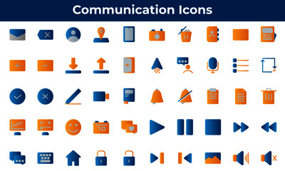 set of icons communication smooth style