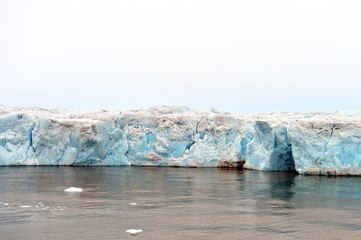wilczek glacier melting under the impact of global warming. Dramatically goes down of polar cup...