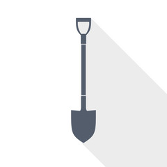 Shovel, gardening tool flat design vector icon