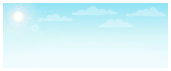 blue sky with white clouds horizontal background. sky on a sunny day. Nature Landscape banner with bright sunny heaven and Fluffy stylized clouds. illustration. great for banner, ads design.