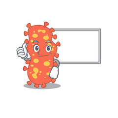 Humorous Bacteroides cartoon design Thumbs up bring a white board