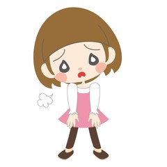 溜息をつき肩を落とす女の子