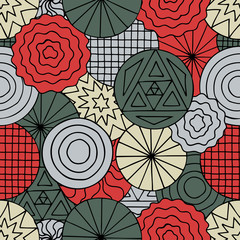 Seamless pattern with hand drawn circles, doodles. Vector illustration. EPS 10