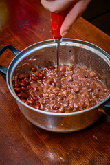 Mexican food recipe, fried beans